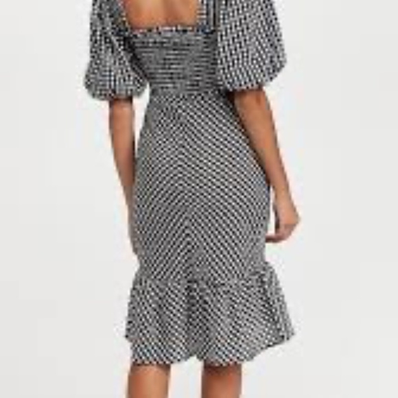 Ganni Gingham Checkered Midi Seersucker Dress - Picture 3 of 6